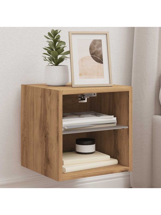 Nástěnná tv skříňka s led osvětlením dub artisan 30x28,5x30 cm