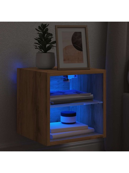 Nástěnná tv skříňka s led osvětlením dub artisan 30x28,5x30 cm