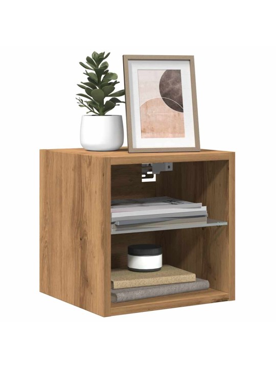 Nástěnná tv skříňka s led osvětlením dub artisan 30x28,5x30 cm