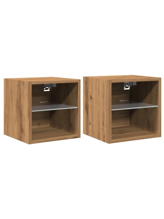 Nástěnné tv skříňky s led 2 ks dub artisan 30 x 28,5 x 30 cm