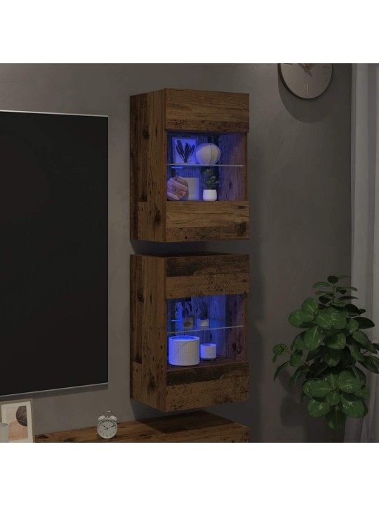 Nástěnné tv skříňky s led 2 ks starého dřeva 40x30x60,5 cm