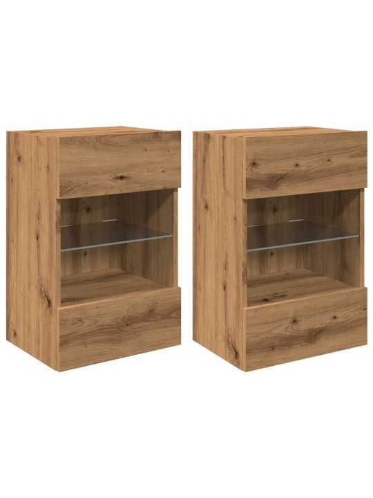 Nástěnné tv skříňky s led 2 ks dub artisan 40 x 30 x 60,5 cm