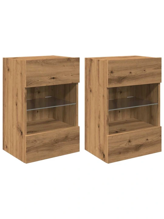 Nástěnné tv skříňky s led 2 ks dub artisan 40 x 30 x 60,5 cm