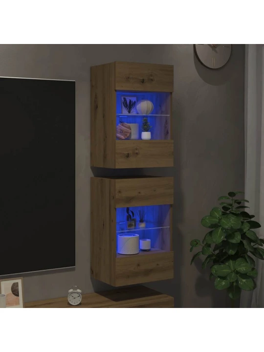 Nástěnné tv skříňky s led 2 ks dub artisan 40 x 30 x 60,5 cm