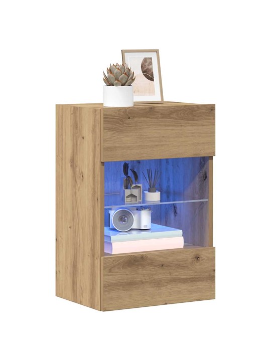 Nástěnné tv skříňky s led 2 ks dub artisan 40 x 30 x 60,5 cm