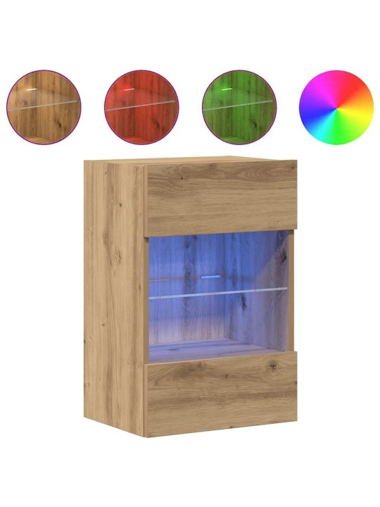 Nástěnné tv skříňky s led 2 ks dub artisan 40 x 30 x 60,5 cm