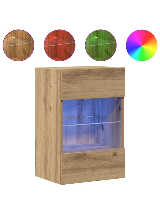 Nástěnné tv skříňky s led 2 ks dub artisan 40 x 30 x 60,5 cm