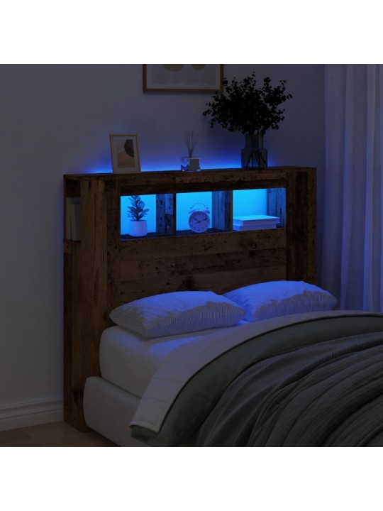 Čelo postele s led old wood 120x18,5x103,5 cm kompozitní dřevo