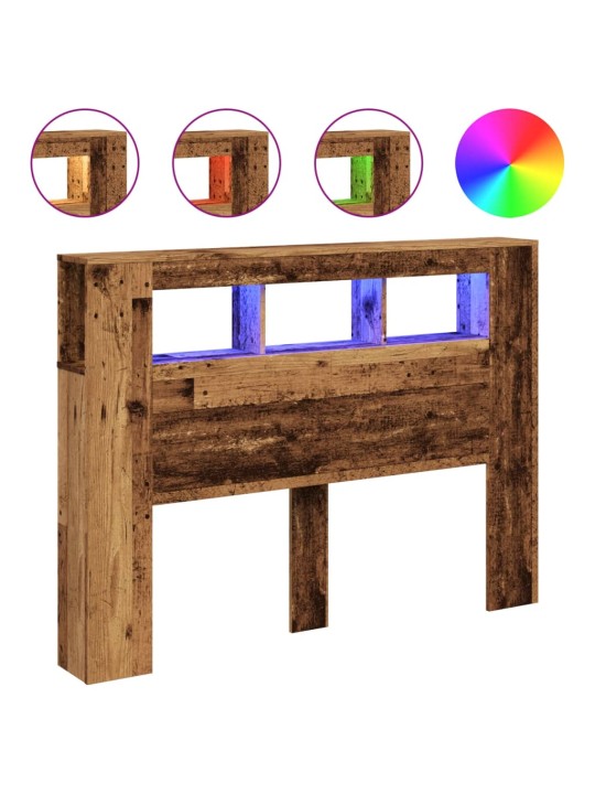Čelo postele s led old wood 140x18,5x103,5 cm kompozitní dřevo