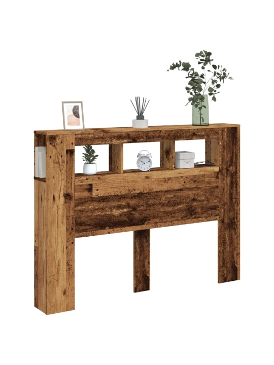 Čelo postele s led old wood 140x18,5x103,5 cm kompozitní dřevo