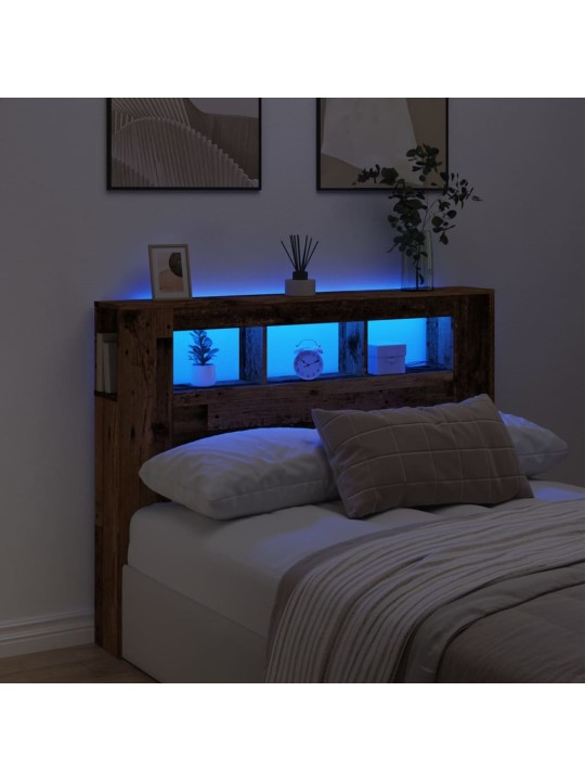 Čelo postele s led old wood 140x18,5x103,5 cm kompozitní dřevo