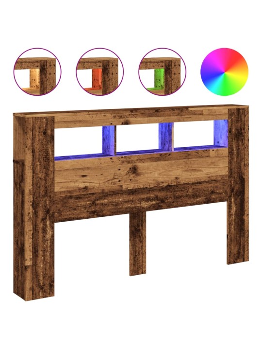 Čelo postele s led old wood 160x18,5x103,5 cm kompozitní dřevo