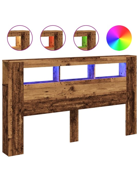 Čelo postele s led old wood 180x18,5x103,5 cm kompozitní dřevo