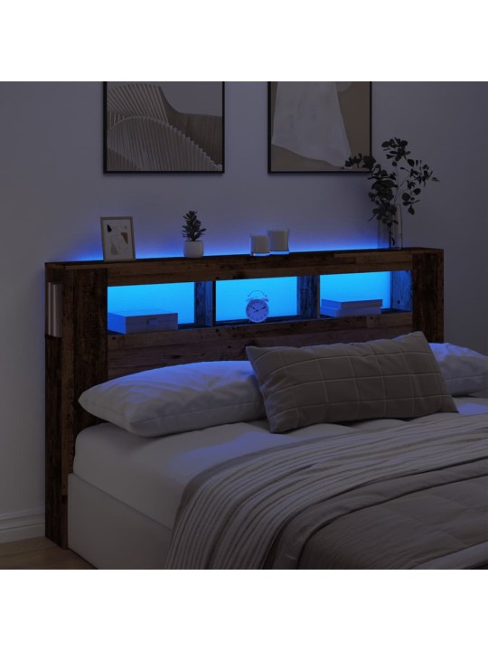 Čelo postele s led old wood 180x18,5x103,5 cm kompozitní dřevo