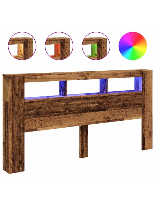 Čelo postele s led old wood 200x18,5x103,5 cm kompozitní dřevo