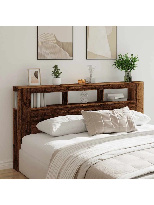 Čelo postele s led old wood 200x18,5x103,5 cm kompozitní dřevo