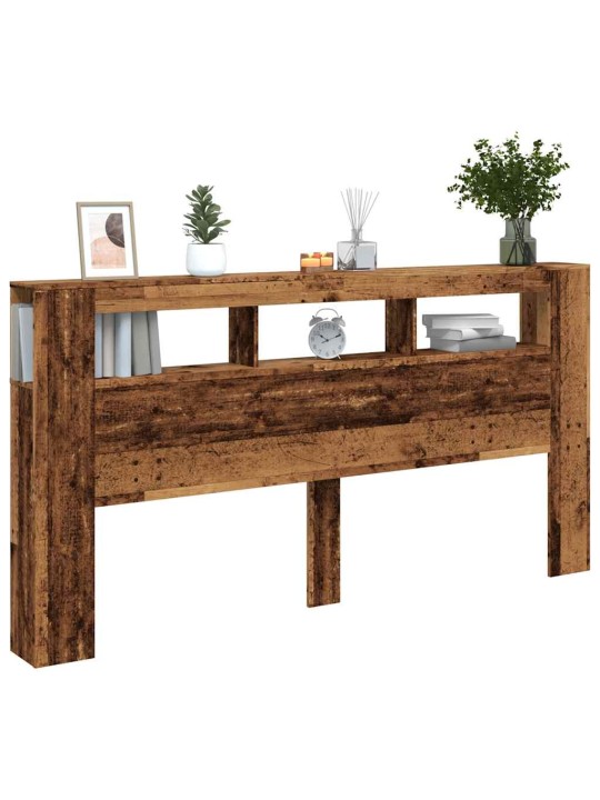 Čelo postele s led old wood 200x18,5x103,5 cm kompozitní dřevo
