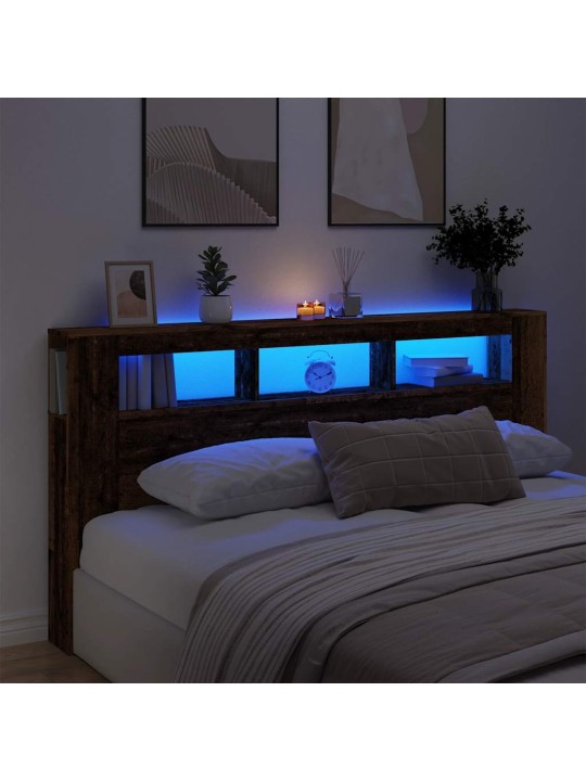 Čelo postele s led old wood 200x18,5x103,5 cm kompozitní dřevo