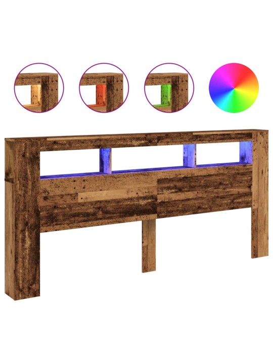 Čelo postele s led old wood 220x18,5x103,5 cm kompozitní dřevo