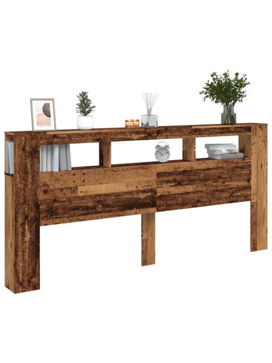Čelo postele s led old wood 220x18,5x103,5 cm kompozitní dřevo