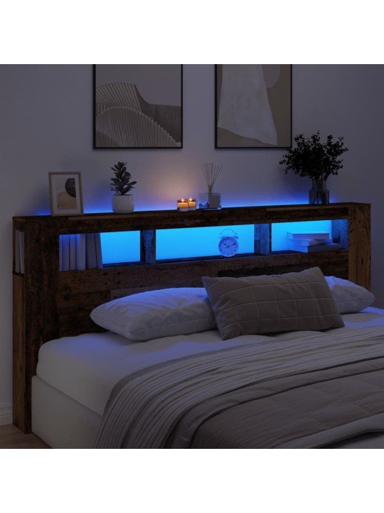 Čelo postele s led old wood 220x18,5x103,5 cm kompozitní dřevo