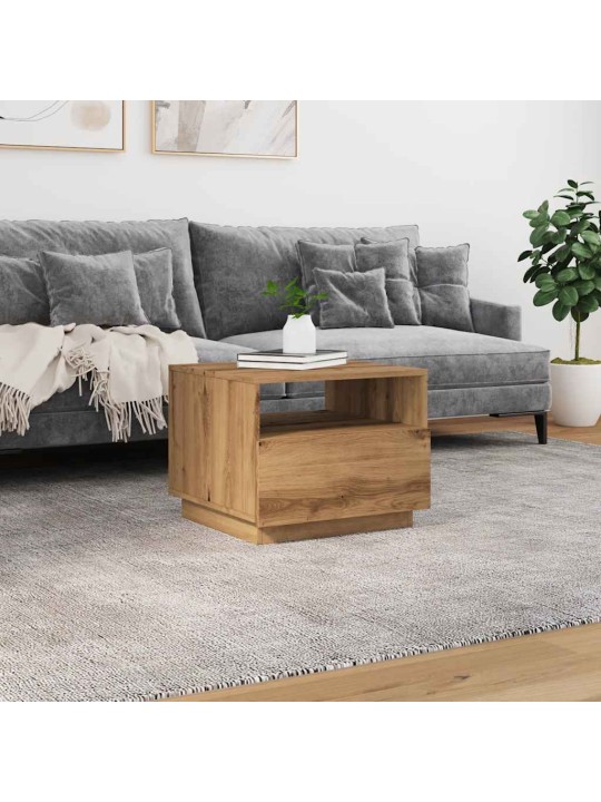 Konferenční stolek s led osvětlením dub artisan 50 x 49 x 40 cm