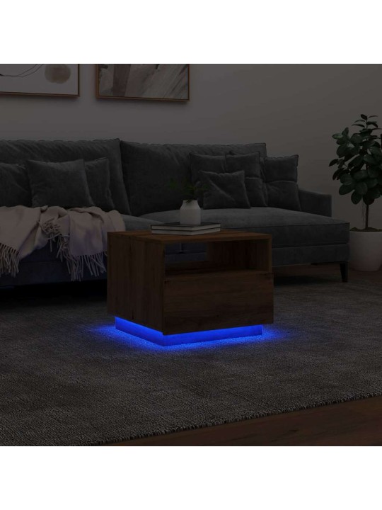 Konferenční stolek s led osvětlením dub artisan 50 x 49 x 40 cm