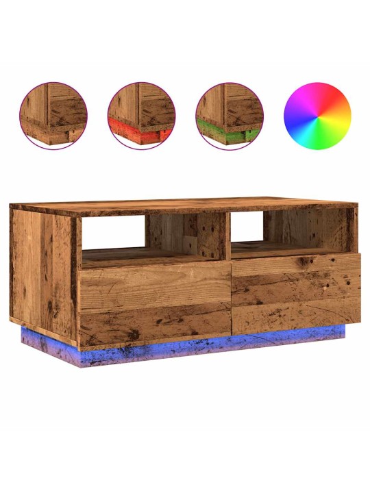 Konferenční stolek s led osvětlením old wood 90 x 49 x 40 cm