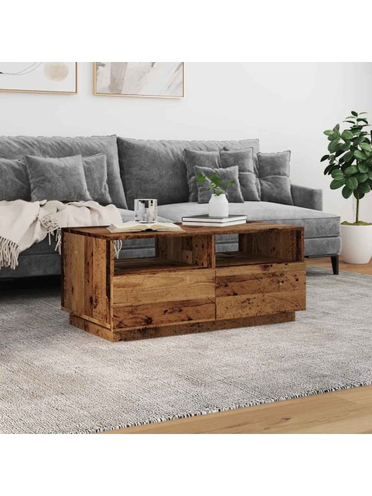 Konferenční stolek s led osvětlením old wood 90 x 49 x 40 cm