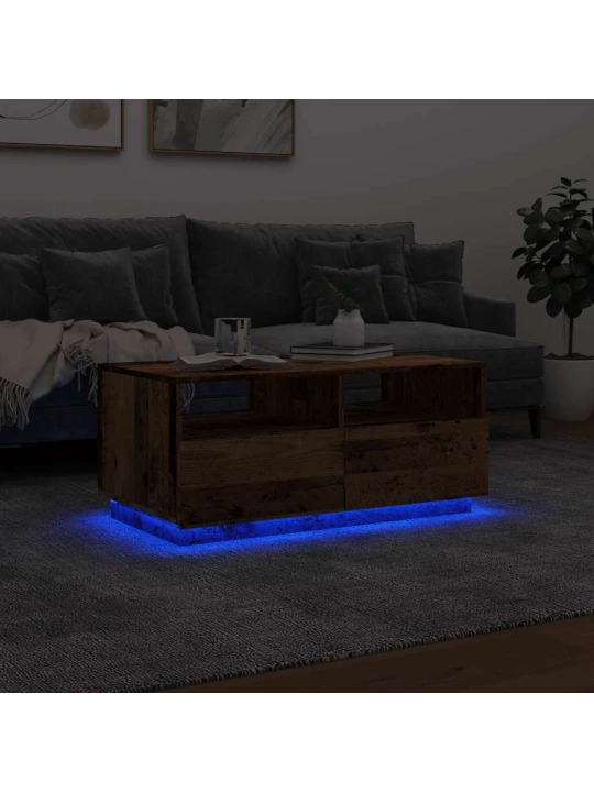 Konferenční stolek s led osvětlením old wood 90 x 49 x 40 cm