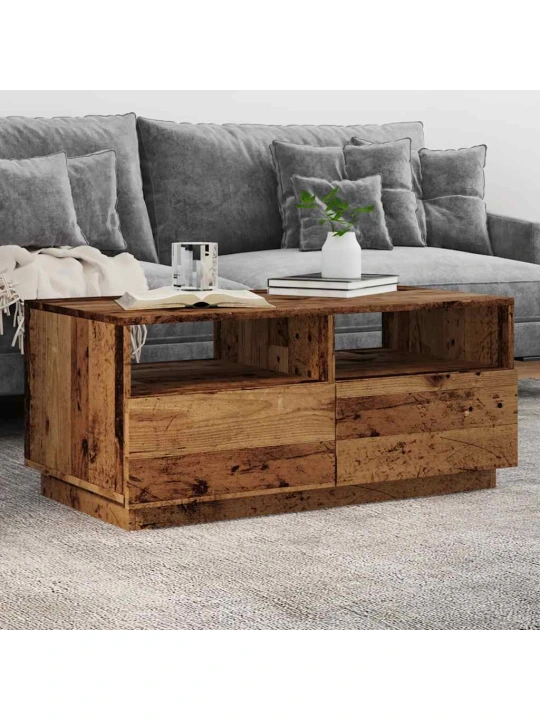 Konferenční stolek s led osvětlením old wood 90 x 49 x 40 cm
