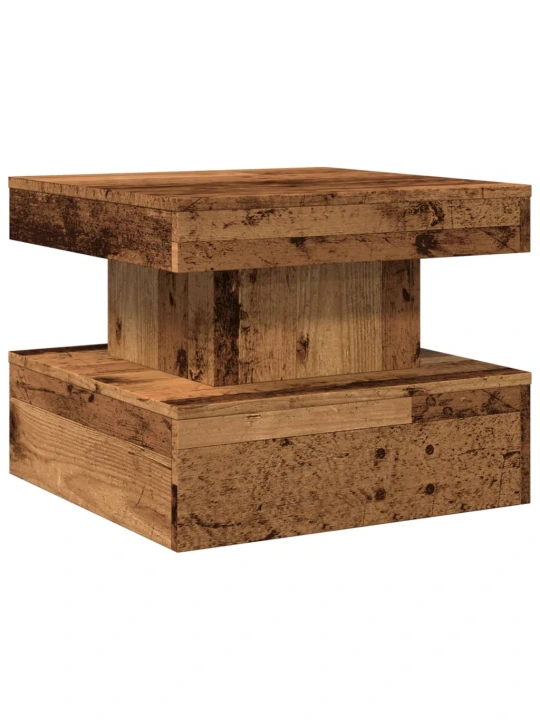 Konferenční stolek s led osvětlením old wood 50 x 50 x 40 cm