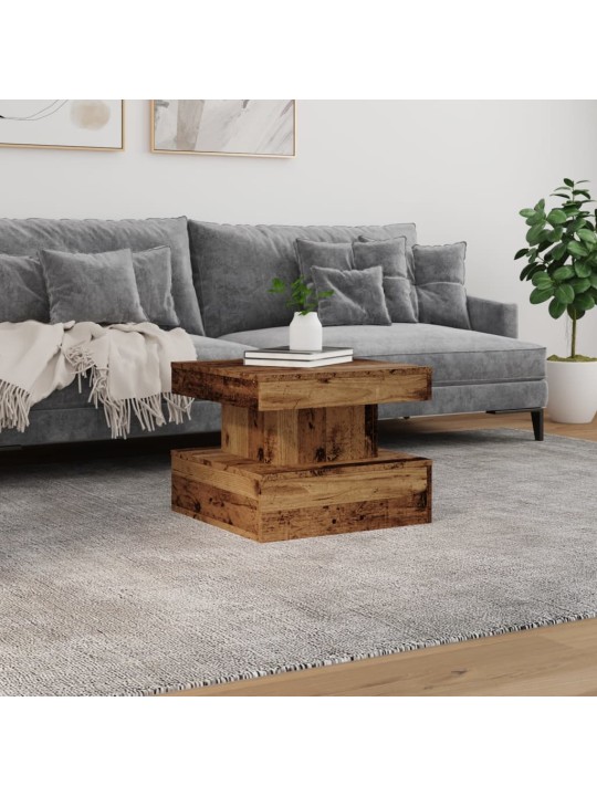 Konferenční stolek s led osvětlením old wood 50 x 50 x 40 cm