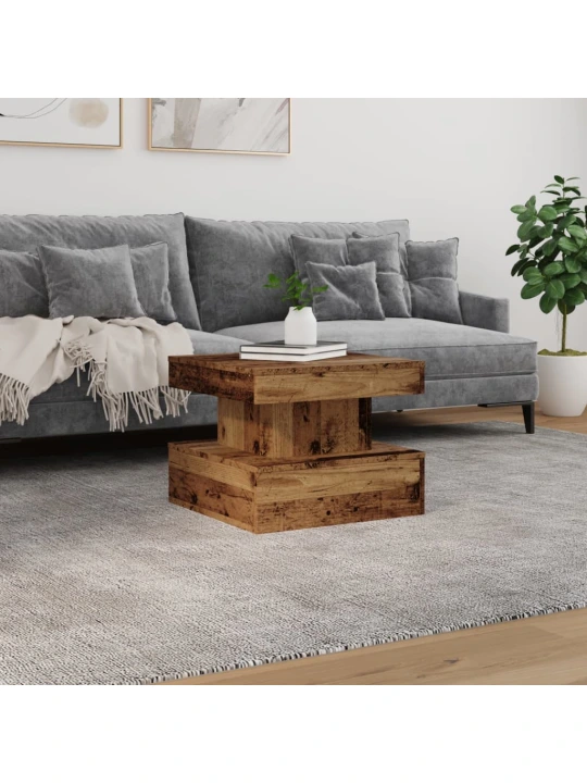 Konferenční stolek s led osvětlením old wood 50 x 50 x 40 cm