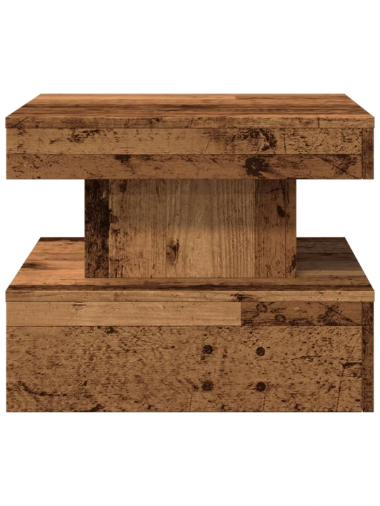 Konferenční stolek s led osvětlením old wood 50 x 50 x 40 cm