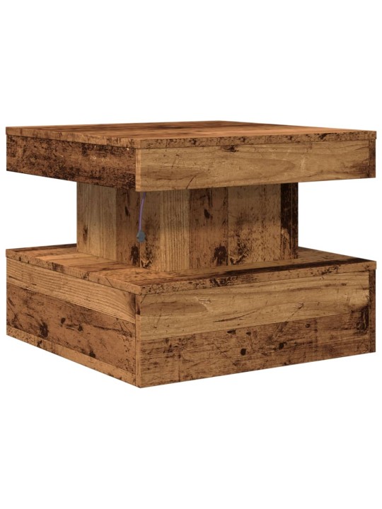 Konferenční stolek s led osvětlením old wood 50 x 50 x 40 cm