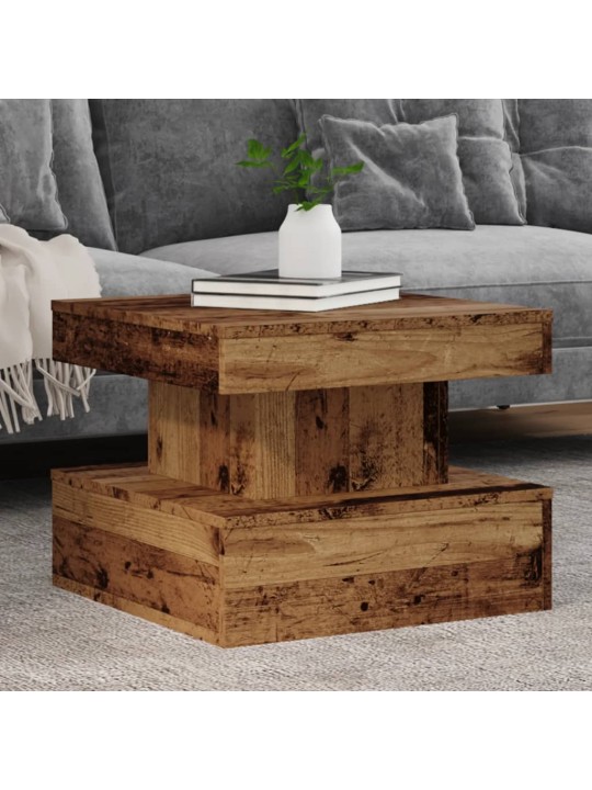 Konferenční stolek s led osvětlením old wood 50 x 50 x 40 cm