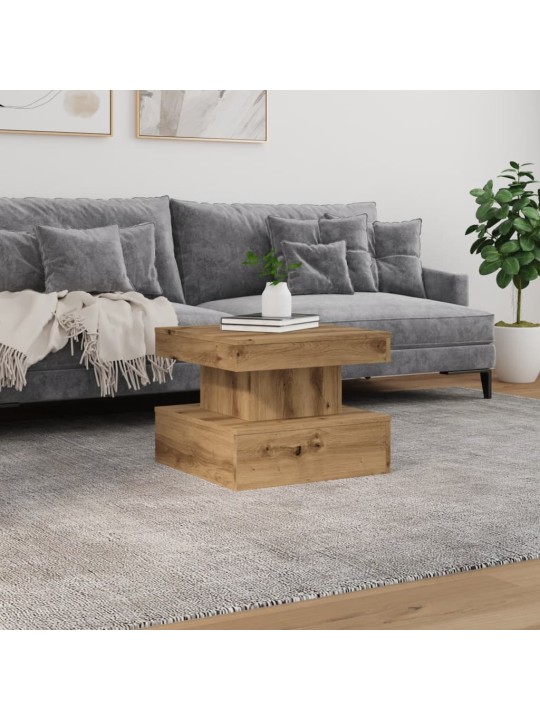 Konferenční stolek s led osvětlením dub artisan 50 x 50 x 40 cm