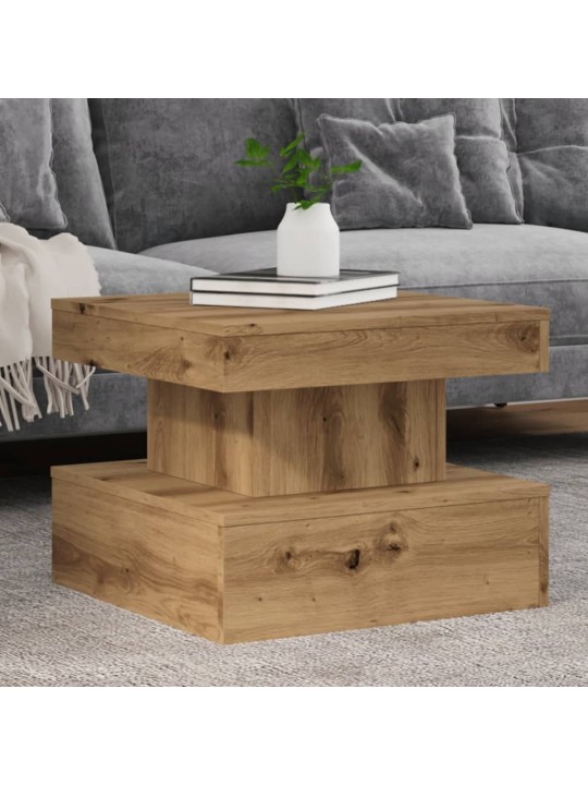 Konferenční stolek s led osvětlením dub artisan 50 x 50 x 40 cm