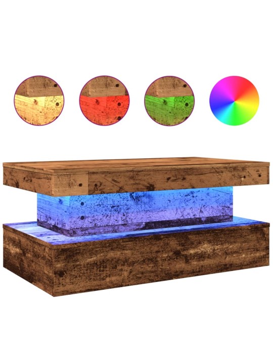 Konferenční stolek s led osvětlením old wood 90 x 50 x 40 cm