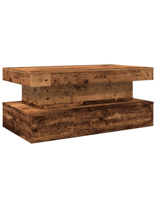 Konferenční stolek s led osvětlením old wood 90 x 50 x 40 cm