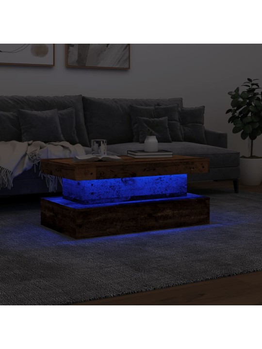 Konferenční stolek s led osvětlením old wood 90 x 50 x 40 cm