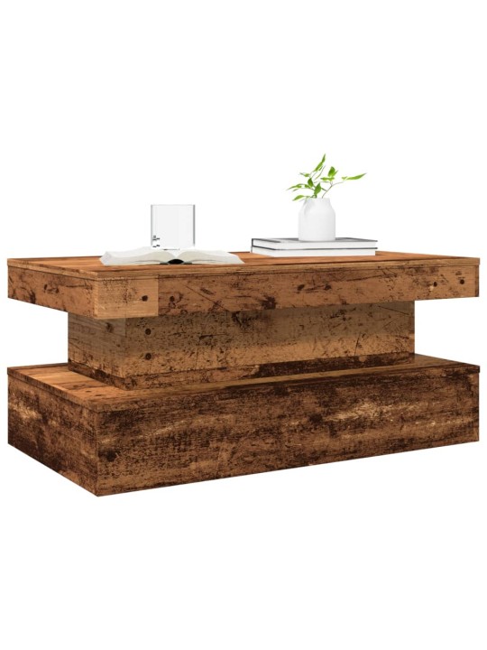 Konferenční stolek s led osvětlením old wood 90 x 50 x 40 cm