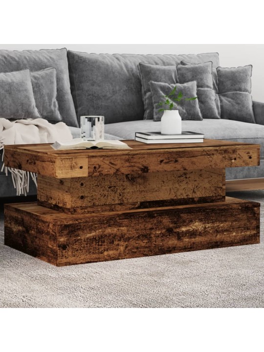 Konferenční stolek s led osvětlením old wood 90 x 50 x 40 cm