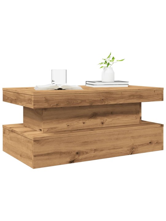 Konferenční stolek s led osvětlením dub artisan 90 x 50 x 40 cm