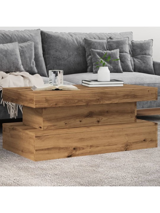 Konferenční stolek s led osvětlením dub artisan 90 x 50 x 40 cm