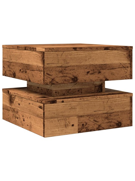 Konferenční stolek s led osvětlením old wood 50 x 50 x 40 cm