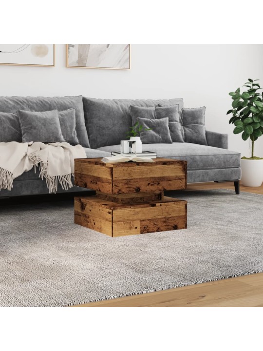 Konferenční stolek s led osvětlením old wood 50 x 50 x 40 cm