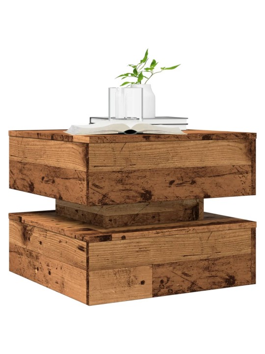 Konferenční stolek s led osvětlením old wood 50 x 50 x 40 cm