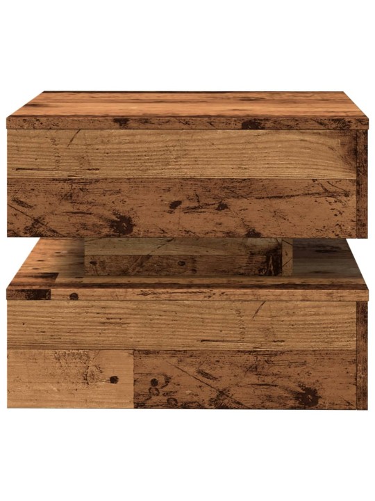 Konferenční stolek s led osvětlením old wood 50 x 50 x 40 cm
